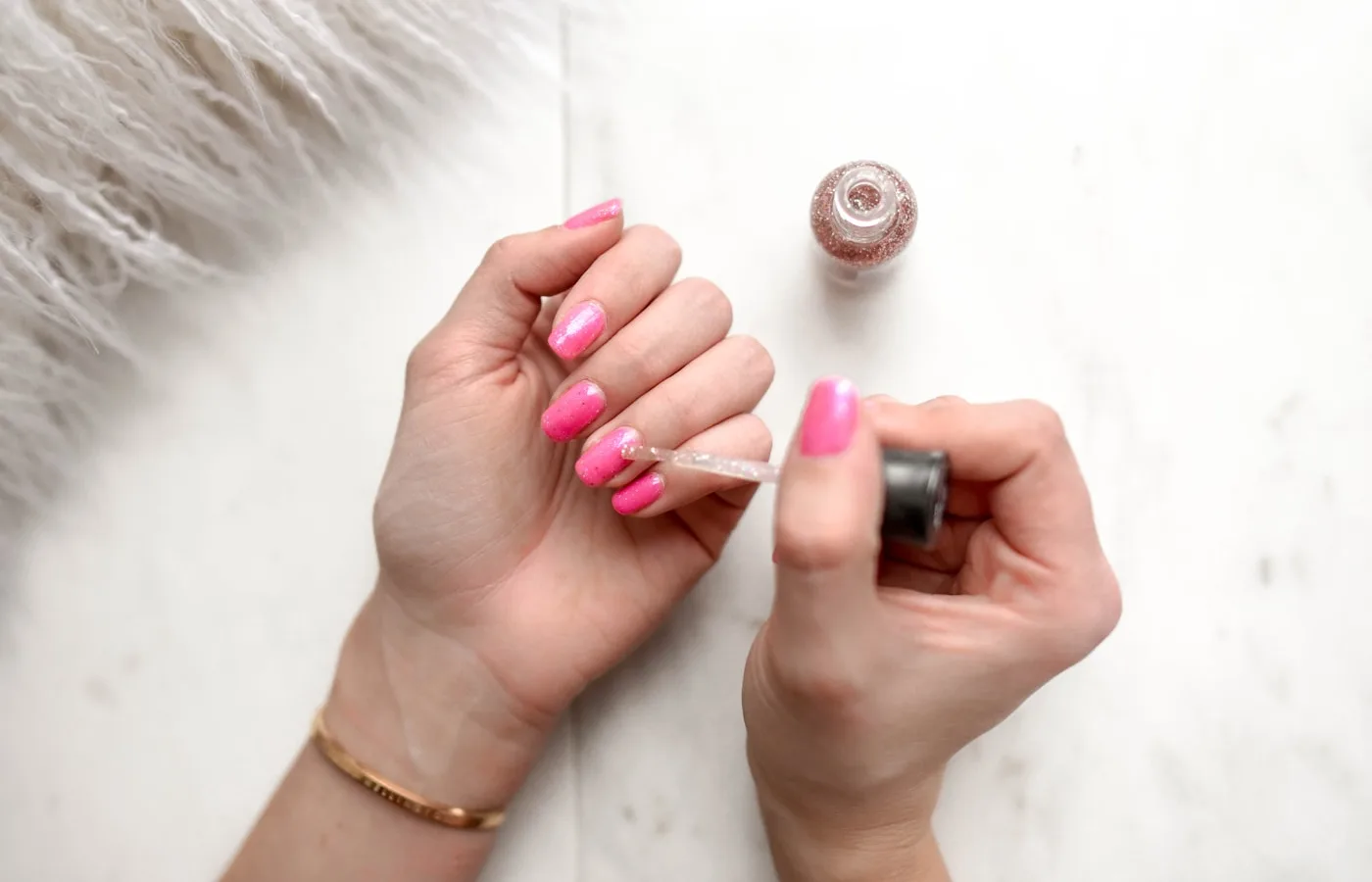 Beauty studio nail treatment close-up
