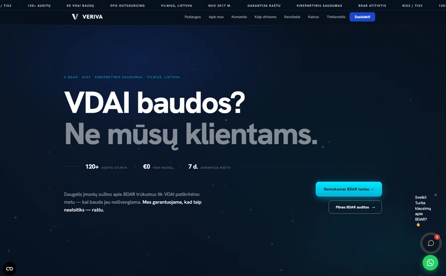 Veriva website — GDPR compliance consulting